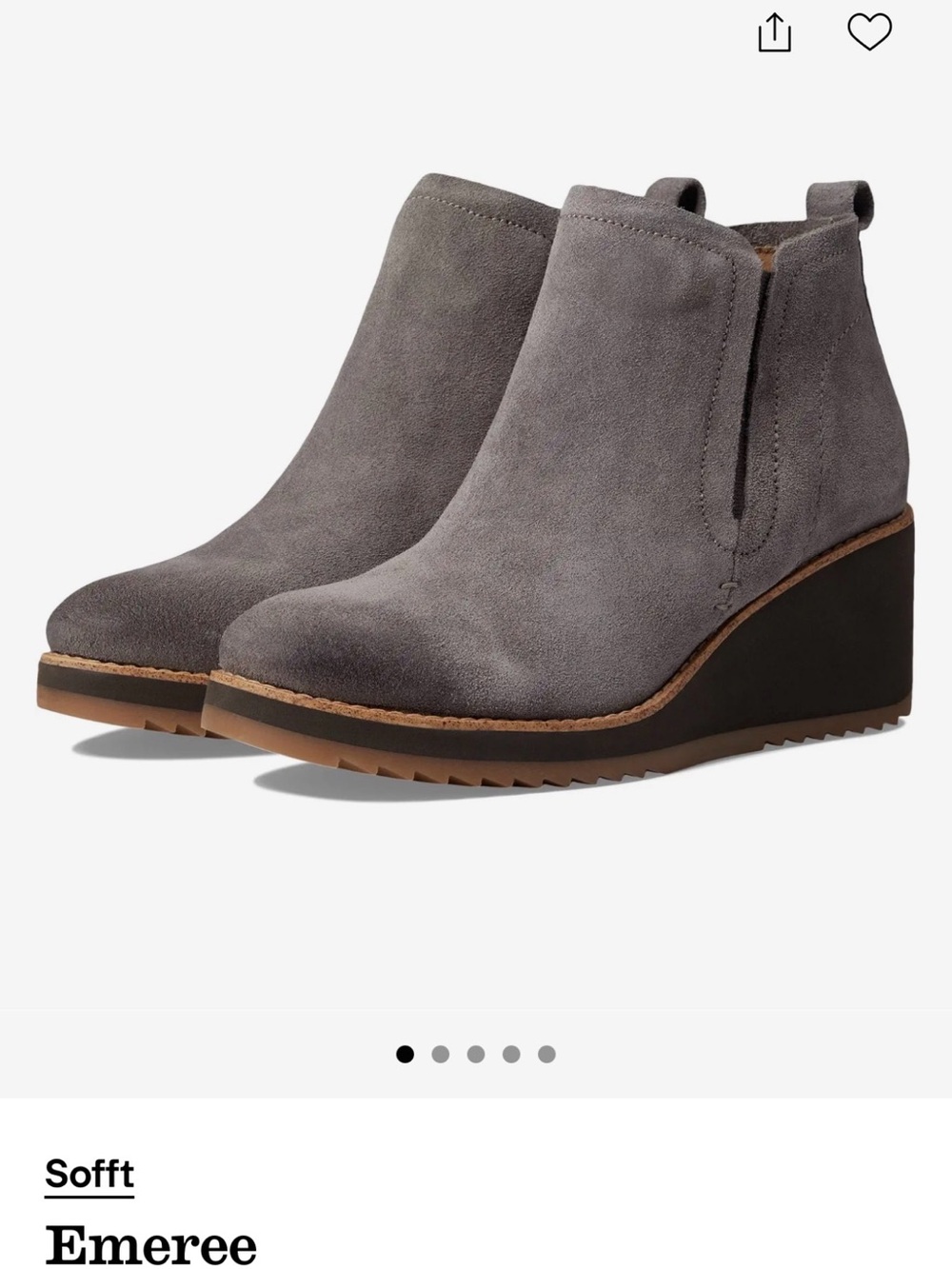 Sofft  Emeree Gray Suede Wedge Ankle Boot size 10 new NWT